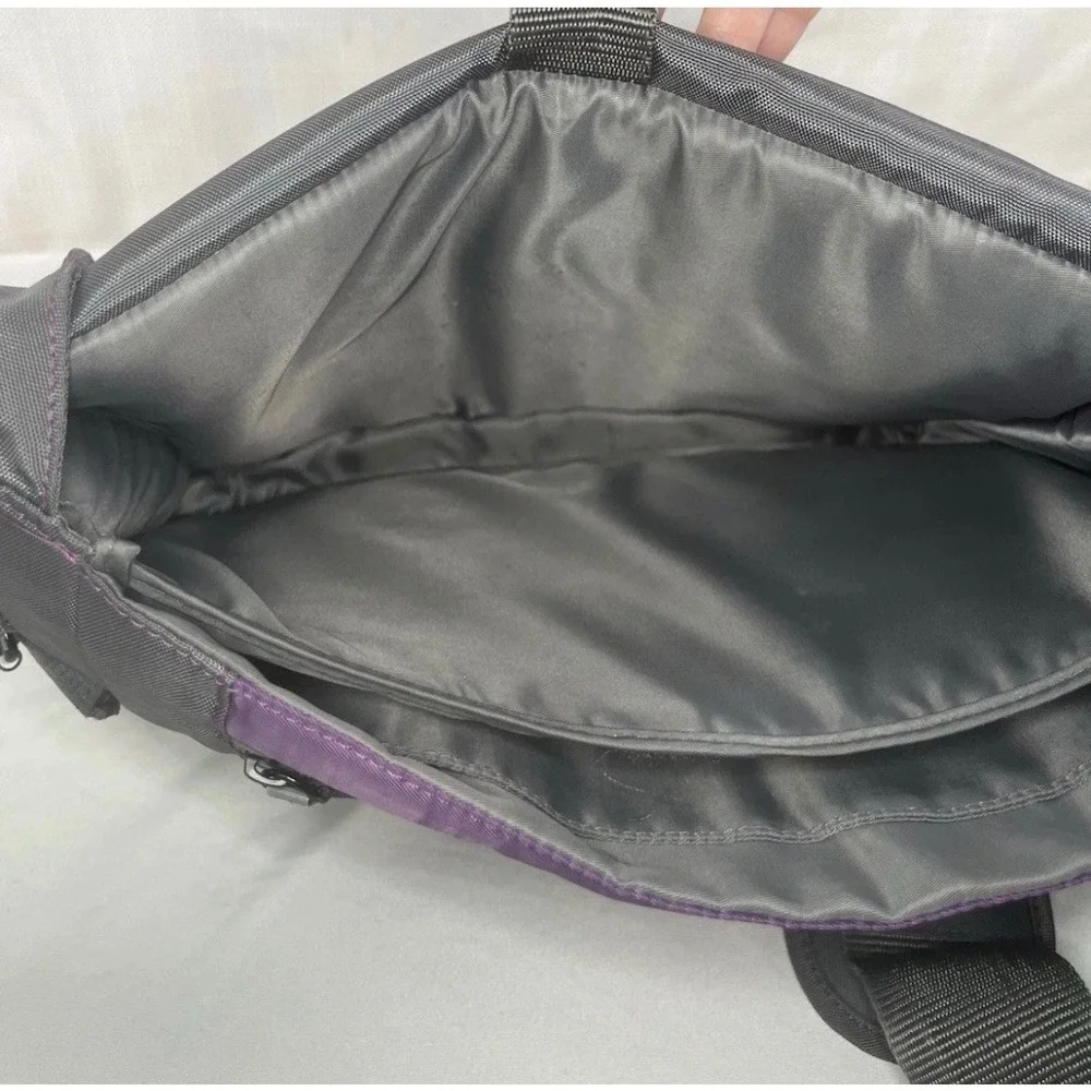 Skechers Messenger Bag Grey Purple Nylon Laptop Crossbody School Travel Bag